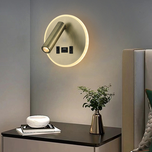 Hiện đại đơn giản <span class=keywords><strong>LED</strong></span> cạnh giường ngủ đọc ánh sáng ON-OFF phím USB sạc trang trí đèn tường cho khách sạn phòng ngủ IP44 thép nhựa - Product Image 6