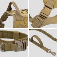 Harnais tactique pour chien et laisse élastique avec poignée de contrôle rembourrée, gilet en nylon réglable, boucle en alliage de zinc et anneau en D