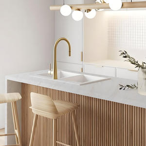 Vente en gros OEM Calacatta or blanc veines de quartz artificiel poli grande dalle de comptoir en quartz durable dessus de table cuisine moderne - Product Image 3