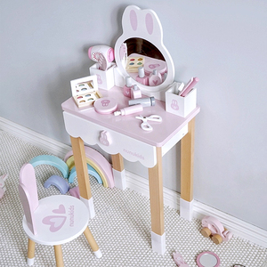 Cómoda de conejo de dibujos animados de madera al por mayor, juegos de maquillaje de simulación para niños, juguetes educativos <span class=keywords><strong>Montessori</strong></span> preescolares para niños y niñas - Product Image 5