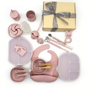 Melikey Factory Wholesale New Born Kids <b>Tableware</b> Led Weaning Bowl and Plate BPA Free Silicone Feeding Set Baby - Product Image 1