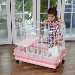 Cage à lapin anti-éclaboussures NC80/100cm, cage rectangulaire double couche en fil métallique pour cobayes Totoro, villa <span class=keywords><strong>de</strong></span> luxe pour <span class=keywords><strong>animaux</strong></span> <span class=keywords><strong>de</strong></span> <span class=keywords><strong>compagnie</strong></span> - Product Image 5