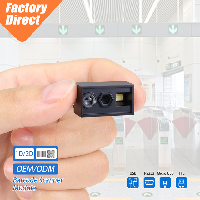 2D CMOS Sensor Fixed Mount Barcode Reader Mini Embedded Qr Code Scanner Module, TTL/USB/RS232 Interface Optional