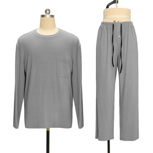 Bamboo Viscose <strong>Mens</strong> Sleepwear Round Neck Lounge Wear Sets Pjs Pajamas <strong>Men</strong> Loungewear Custom <strong>Pyjamas</strong> - Product Image 3
