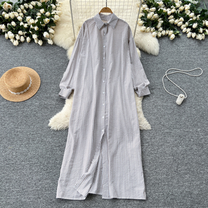 Primavera coreano <span class=keywords><strong>camicia</strong></span> sottile <span class=keywords><strong>abito</strong></span> <span class=keywords><strong>Midi</strong></span> per le donne impero frangia <span class=keywords><strong>abito</strong></span> di pizzo - Product Image 3