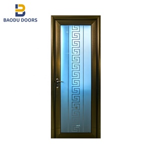Porte da Bagno in Alluminio con Design in Vetro Fumé, Porte Interne Impermeabili e Resistenti all'<span class=keywords><strong>Acqua</strong></span>, Porte per Toilette Stile a Battente, Puertas De Madera - Product Image 5
