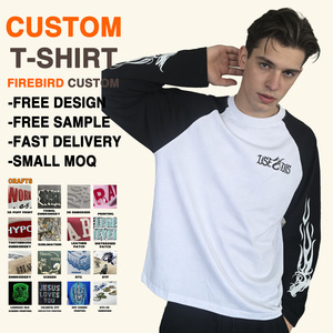 T-shirts décontractés à manches longues en coton 100% tricoté, col rond, motif imprimé <span class=keywords><strong>personnalisé</strong></span>, doux et respirant - Product Image 1
