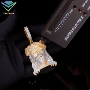 Colgante de Moissanita Personalizado, Plata de Ley S925, con Incrustaciones de Diamantes VVS, Colgante de Jesús, Chapado en Oro Blanco/Amarillo, Dijes de Hiphop - Product Image 2