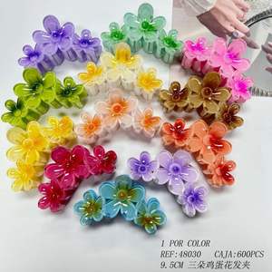 Trois pinces à cheveux en forme de fleur de frangipanier, 9,5 cm, colorées, pour femmes et filles, accessoire pour cheveux - Product Image 2