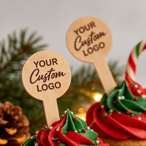 Marqueurs alimentaires en bois faits à la main, écologiques, durables, non toxiques, personnalisables en gros avec logo, pics à nourriture, brochettes, décorations pour cupcakes - Product Image 1