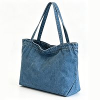 Sac fourre-tout vintage en jean délavé, surdimensionné, robuste, avec longues poignées supérieures, spacieux, durable, personnalisable, pour les courses et les achats en gros