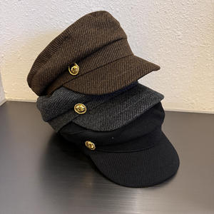 ファッション女性キャプテンセーラーハットニュースボーイキャビーベイカーボーイピークドベレー帽ツイードキャップ女性用フィドラー帽 - Product Image 1