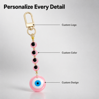 Hot Selling Evil Eyes Beads Keychain Cat Amulet Car Bag Charms Glass Evil Eye Jewelry Pendant Good Luck Charms for Car Bag Decor