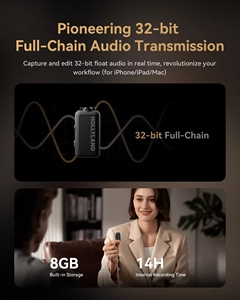 ไมโครโฟน Hollyland Lark Max 2 Professional 48KHz/32-bit แบบหนีบปกเสื้อ พร้อมอุปกรณ์เสริมสำหรับสตูดิโอบันทึกเสียง ไมโครโฟนไร้สายสำหรับมอนิเตอร์เสียง - Product Image 4