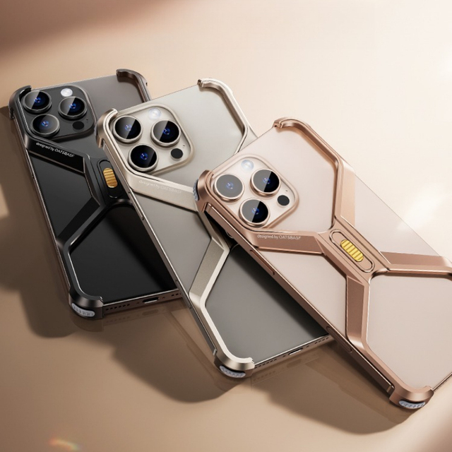 Wholesale Metal Frameless Phone Case for iPhone 16 Pro Max 17Air X-Shape Aluminum Alloy Slim Shockproof Bumper Protective Cover