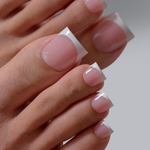 BTArtbox Uñas Postizas Francesas al por Mayor, Uñas Cuadradas de Gel Suave X Hechas a Mano, Puntas Francesas a Granel, Set de Uñas Postizas a Presión para los Pies - Product Image 1