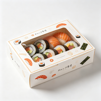Scatola per Sushi in Carta con Coperchio Trasparente, Contenitore Resistente al Grasso con Logo Personalizzato per Servizio di Consegna Sushi Fresco