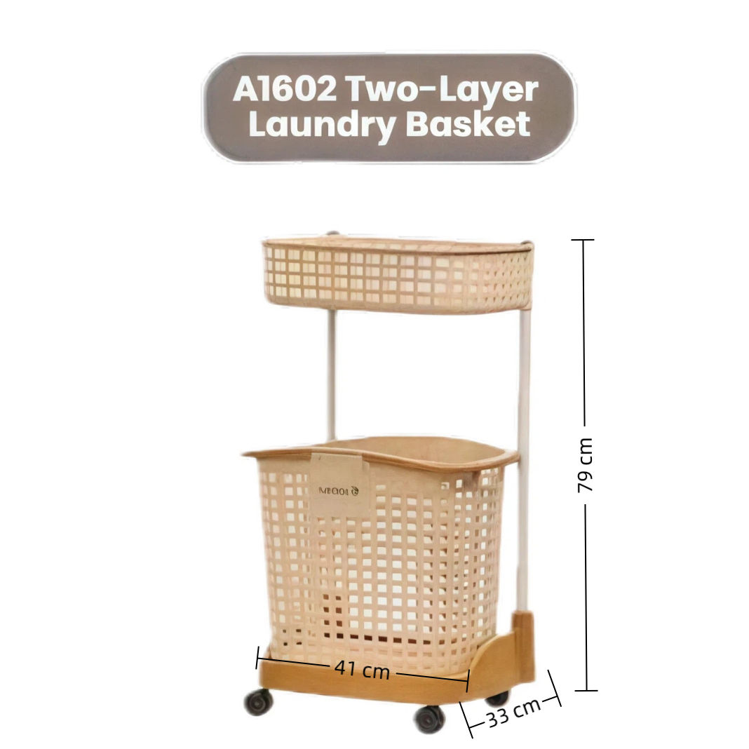 Panier à linge à deux niveaux