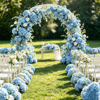 Bunga Hydrangea Sutra Biru Premium L-200 Tangkai Tunggal untuk Latar Belakang Pernikahan & Perlengkapan Dekorasi Grosir