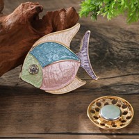 TX26 Chic Marine Style Angel Fish Enamel  Ivory White Textured Animal Shaped Scarf Buckle Crystal Eye Magnetic Broche
