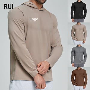 RUIQUWIN Ropa Deportiva para Hombre al por Mayor, Sudadera Informal Transpirable para Fitness, Camiseta de Manga Larga de Color Sólido y Alta Elasticidad para Caminar por la Ciudad - Product Image 1