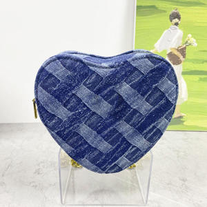 Hot selling women's striped denim crossbody <b>bag</b>, luxurious heart-shaped shoulder <b>bag</b> - Product Image 1