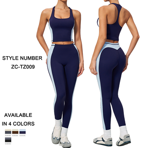 Nuovo Set Yoga Effetto Seconda Pelle ad Asciugatura Rapida, Design Bicolore, Abbigliamento Sportivo Donna Slim <span class=keywords><strong>Fit</strong></span> - Product Image 1
