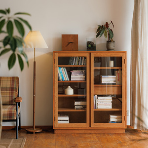 Japanese Style <b>Solid</b> <b>Wood</b> Home Furniture Storage Cabinet with Display Shelves for <b>Bookcase</b> and Wine Log Decoration - Product Image 2