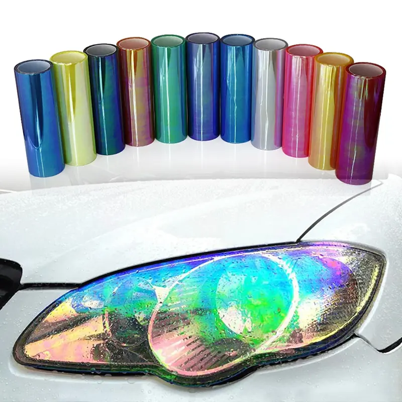 NUYAO 0.3*10m PVC Chameleon Headlight Tint Colorful Auto Taillight Tinting Self Adhesive LED Car Lamp Film Rainbow Vinyl Roll