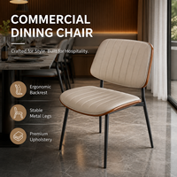 Chaise de salle à manger moderne en noyer avec garniture capitonnée noire et pieds en métal pour hôtel et restaurant