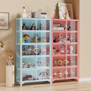 Porte rabattable métal vitrine moderne verre à trois côtés conception d'économie d'espace <span class=keywords><strong>pour</strong></span> les collectionneurs Figurine vitrine salon entrée - Product Image 1