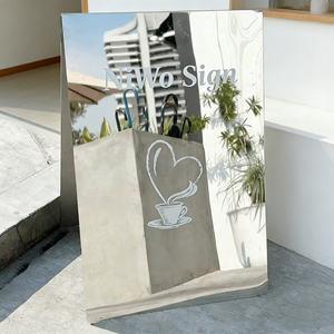 Panneau publicitaire extérieur <span class=keywords><strong>en</strong></span> A pour <span class=keywords><strong>trottoir</strong></span>, <span class=keywords><strong>en</strong></span> métal sandwich, double <span class=keywords><strong>face</strong></span>, pliable, pour affiches, avec cadre miroir, signalisation de rue - Product Image 2