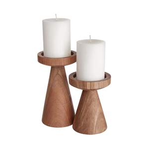 Portavelas de madera de mango decorativo para centros de mesa y decoraciones de boda Portavelas de madera superventas - Product Image 1