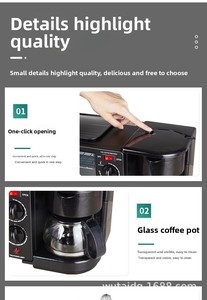 Machine à <span class=keywords><strong>petit</strong></span>-<span class=keywords><strong>déjeuner</strong></span> multifonction 3-en-1 : mini-four grille-pain, poêle et cafetière filtre pour le <span class=keywords><strong>petit</strong></span>-<span class=keywords><strong>déjeuner</strong></span> familial - Product Image 6