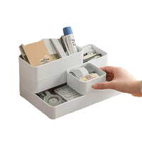 Organisateur de tiroir de bureau rectangulaire empilable multi-compartiments, tiroir coulissant pour la maison, le bureau, la station de travail, l'organisation des fournitures de bureau, des stylos, en PET
