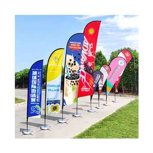 Banderas de Playa Personalizadas con Forma de Gota de Agua y Plumas Voladoras, Accesorios de Exhibición con Base y Soporte para Poste - Product Image 1