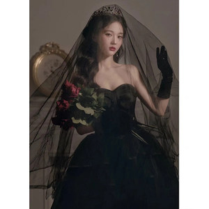 Black Strapless Ball Gown Evening Dress Natural Waist Solid Color Long Formal Wear For Parties Ceremonies - Product Image 2