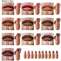 Ensemble de 10 mini rouges à lèvres en capsule, fini mat velours, longue tenue, imperméable, anti-transfert, haute pigmentation, rouge à lèvres liquide brun