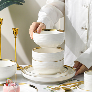 <span class=keywords><strong>Set</strong></span> di Stoviglie in Ceramica a Righe 32 Pezzi, Piatti, Ciotole, Tazze e Piattini con Rilievo Phnom Penh, Design Moderno - Product Image 5