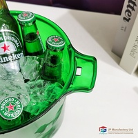 Seau à glace en polycarbonate plastique de grande taille pour l'extérieur, avec logo personnalisé, seau à champagne, seau à glace pour table, fabriqué en Chine pour les fêtes