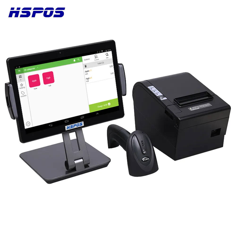 Sistema de posição terminal do restaurante do sistema da posição do android de 10 polegadas sistemas da tela sensível ao toque da máquina com impressora, scanner
