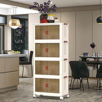 Meuble de salle à manger, chariot de cuisine en PP+PC, multifonctionnel, gain de place, installation facile, armoire de rangement pliable et mobile