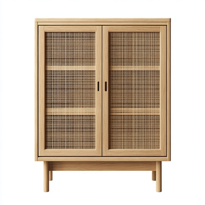 Usine en gros milieu du siècle deux <span class=keywords><strong>portes</strong></span> de canne <span class=keywords><strong>buffet</strong></span> <span class=keywords><strong>buffet</strong></span> armoire latérale en rotin noir pour salon - Product Image 3