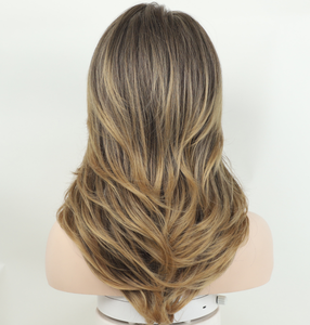 Perruque longue bouclée de style occidental pour <span class=keywords><strong>femme</strong></span>, <span class=keywords><strong>mi</strong></span>-longue, volumineuse, dégradé <span class=keywords><strong>blond</strong></span> - Product Image 2