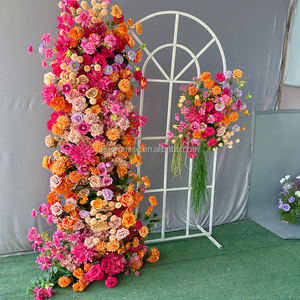 Arco di <span class=keywords><strong>Fiori</strong></span> Artificiali in Seta <span class=keywords><strong>Rosa</strong></span> e Gialla Fatto a Mano per Matrimoni, Natale e Capodanno Cinese - Product Image 2