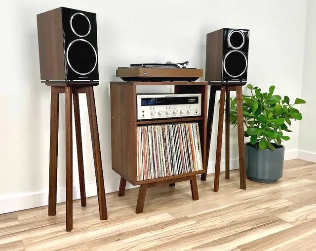 Factory Direct Classic Square Wood Speaker Stands Elegant Design Wood Speaker Audio Rack Stands for Home Theater or Studio Setup