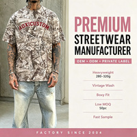 T-shirt camouflage oversize et court pour homme, 260 grammes, décontracté, imprimé graphique, streetwear, manches courtes, OEM