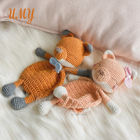 Jouets apaisants en coton amigurumi au crochet, doudou ours, couverture de sécurité pour bébé