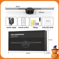 Projecteur holographique 3D de 45 cm, ventilateur LED, équipement publicitaire animé avec garantie d'un an et prise en charge de la carte SD pour l'affichage rotatif