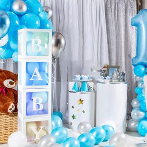Scatola <span class=keywords><strong>per</strong></span> Palloncini Bianca con Lettere <span class=keywords><strong>per</strong></span> Rivelazione del Sesso del Bambino, Primo <span class=keywords><strong>Compleanno</strong></span>, Blocchi <span class=keywords><strong>di</strong></span> Cartone Trasparenti <span class=keywords><strong>per</strong></span> Feste a Tema - Product Image 5